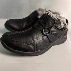 Clarks Wave Black Leather Loafers Size Women's US 8 1/2 W